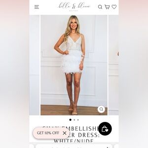 BlitheLA/Bella & Bloom Feather Lace Rhinestone dress NWT